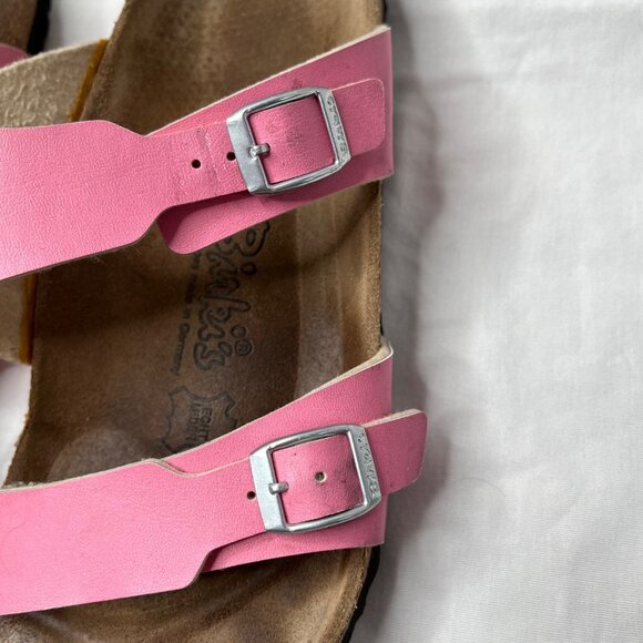 Birkis by Birkenstock Pink Leather Footbed Sandals 41 EU 10 US Narrow - Picture 4 of 7